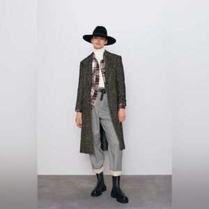 Zara Houndstooth Women’s Wool Blend Coat. Size XS. Black/Sand. 8490/133